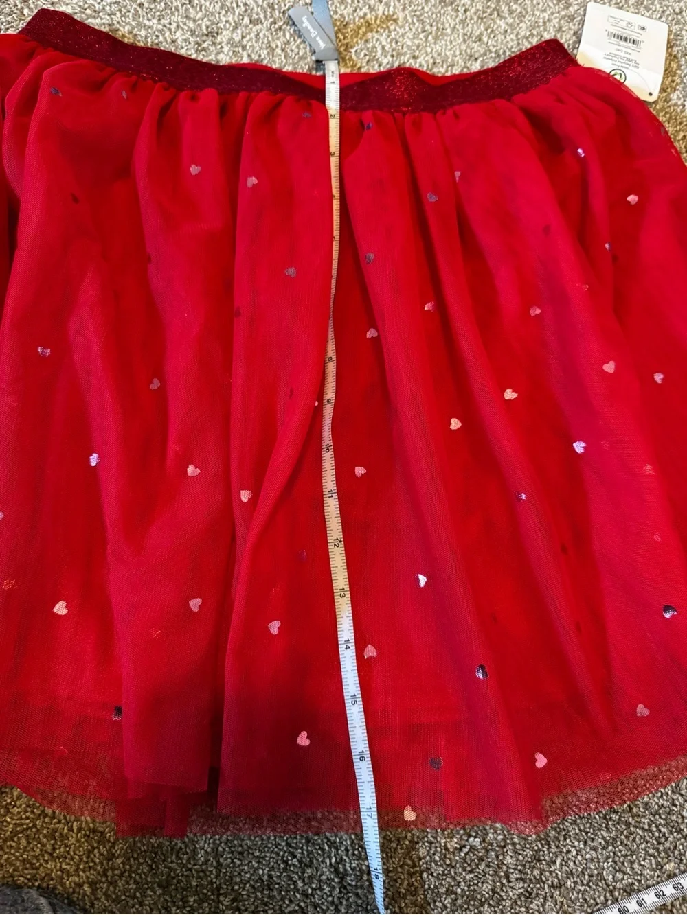 Celebrate Valentine’s Day Red cupcake skirt Girls XXL (18) Metallic hearts